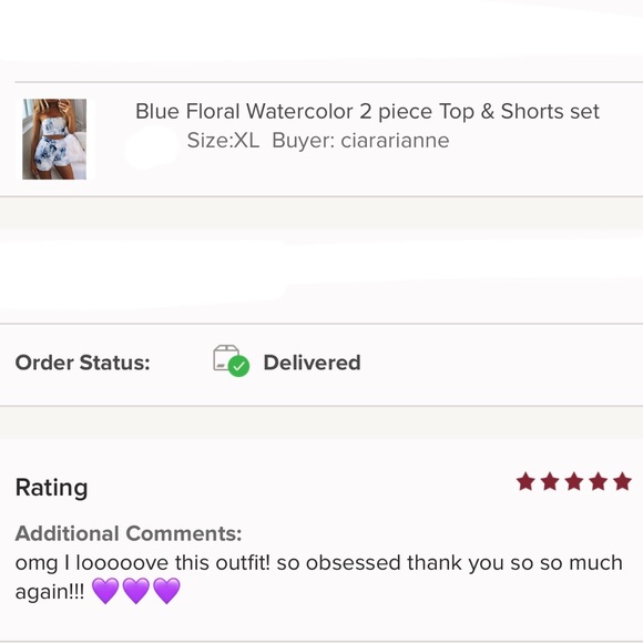 Blue Floral Watercolor 2 piece Top & Shorts set - Picture 5 of 5